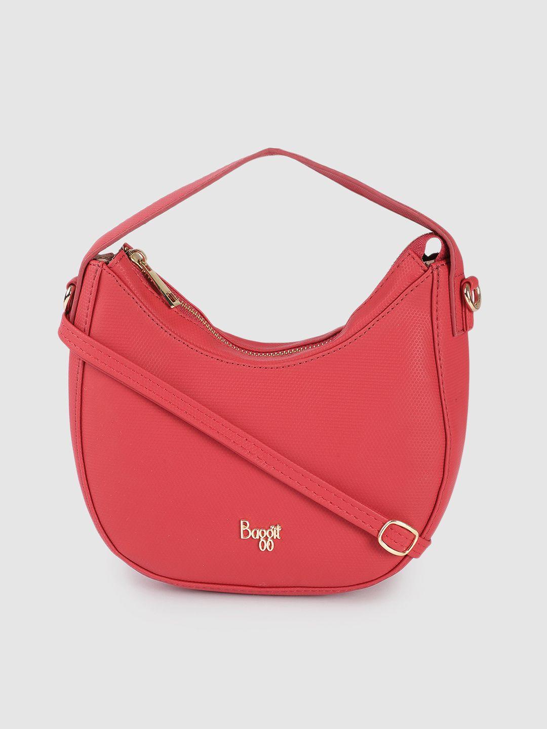 baggit women red solid structured hobo bag