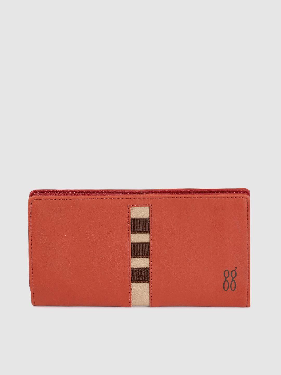 baggit women rust brown solid applique pu two fold wallet