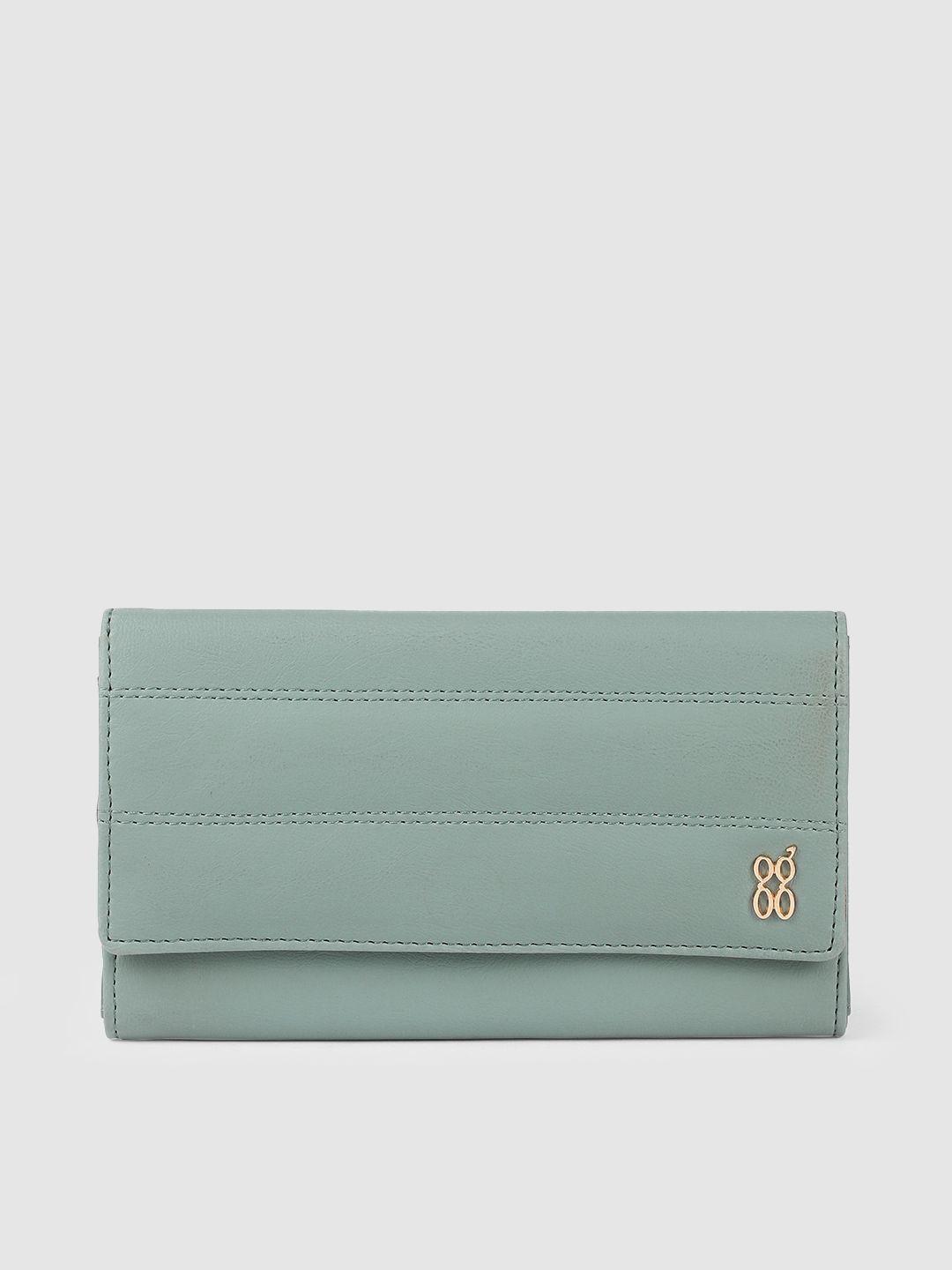 baggit women sea green three fold wallet