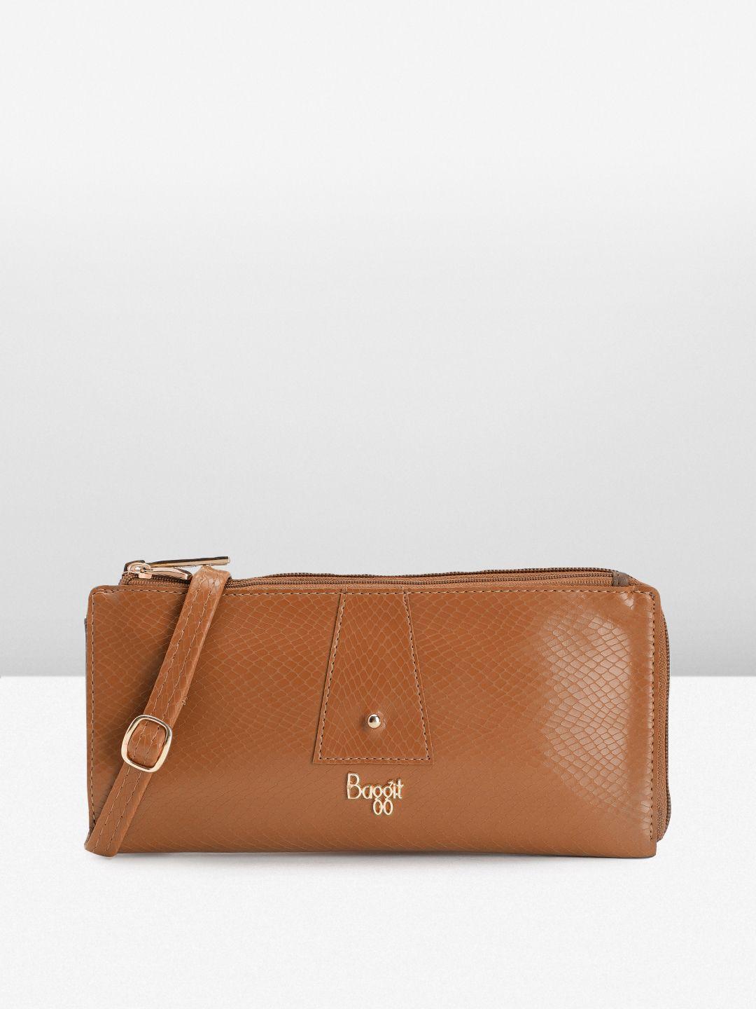 baggit women snake textured zip around wallet