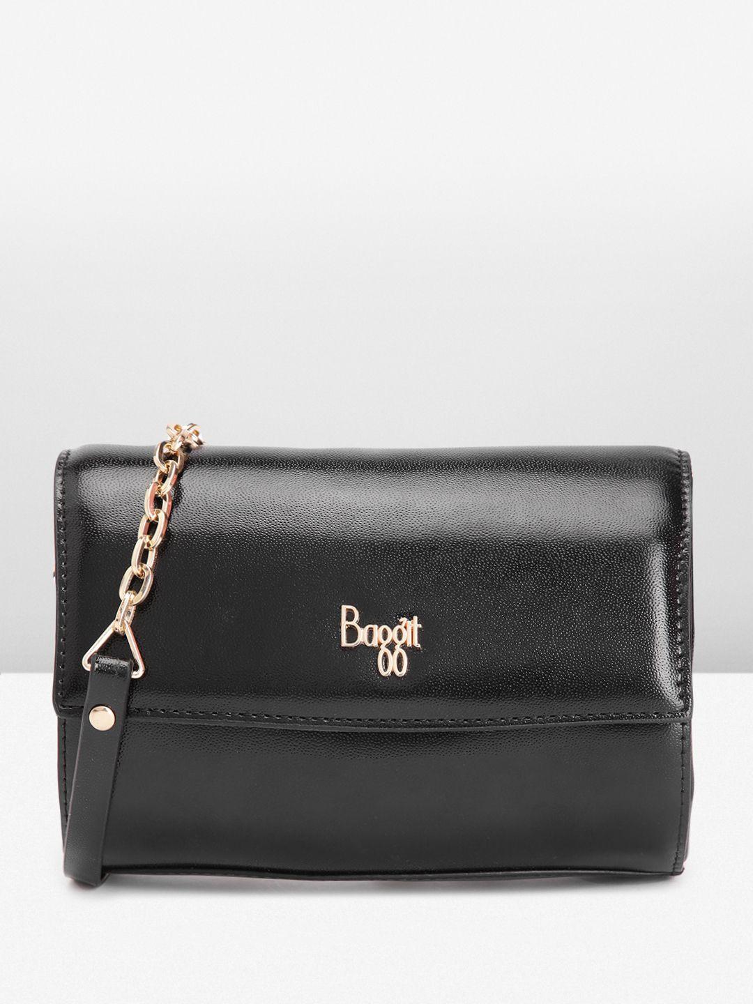 baggit women solid foldover clutch with shoulder strap