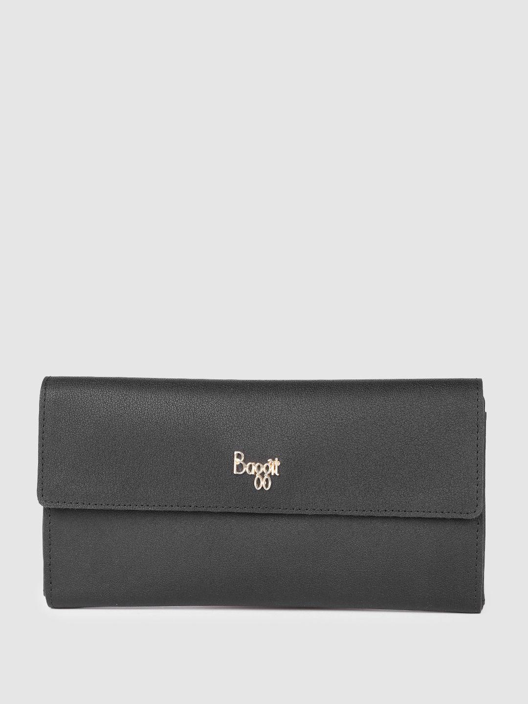 baggit women solid three fold wallet with sim card holder