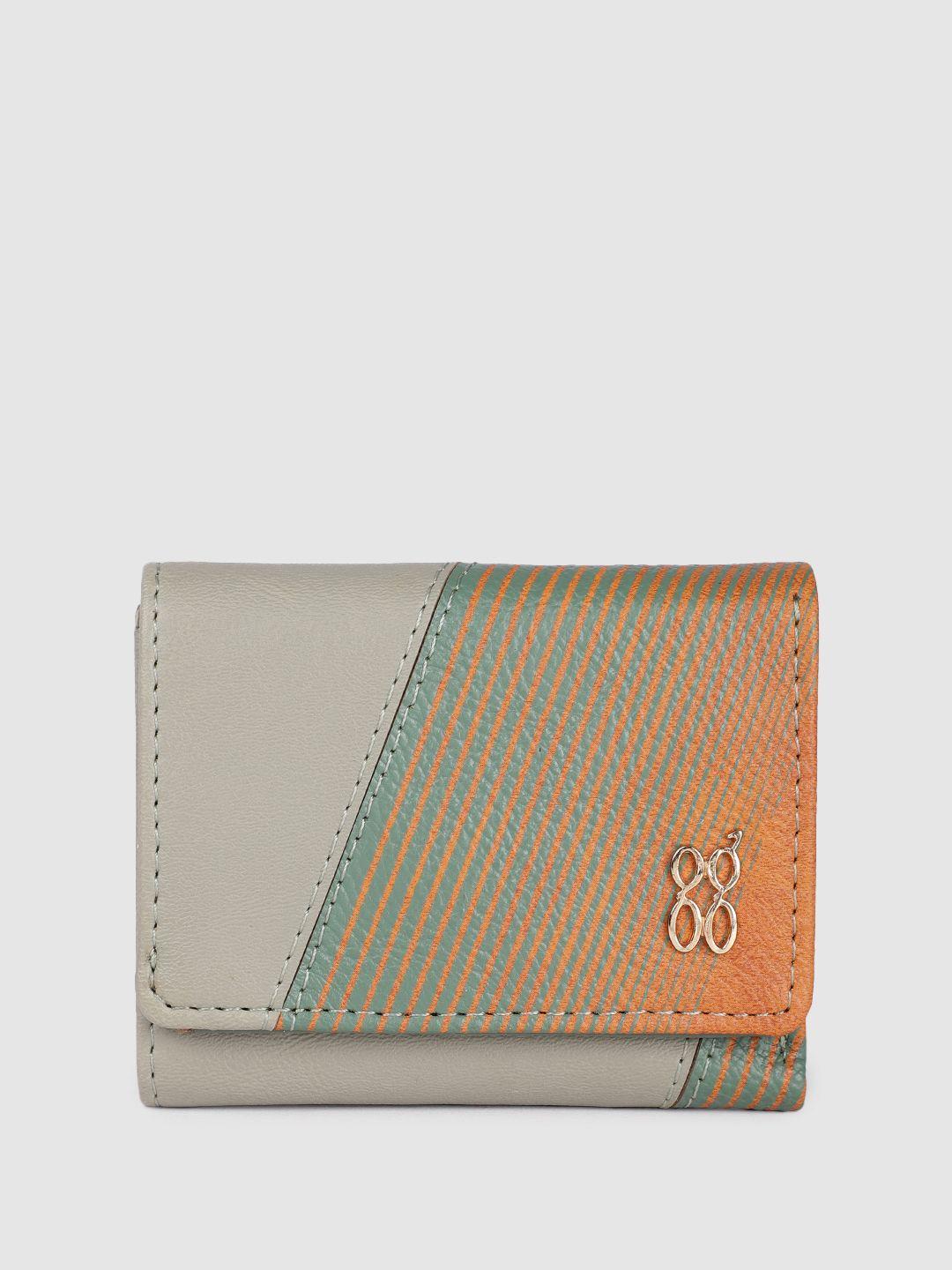 baggit women striped three fold wallet