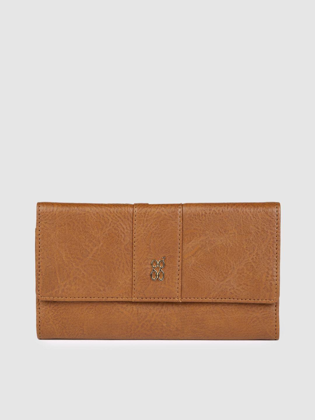 baggit women tan brown solid three fold wallet