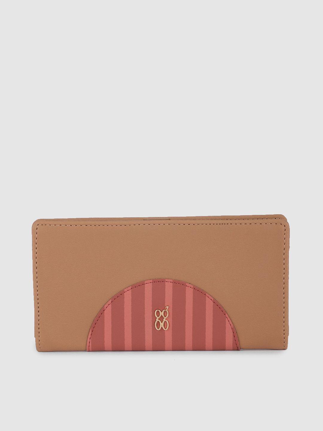 baggit women tan brown solid two fold wallet