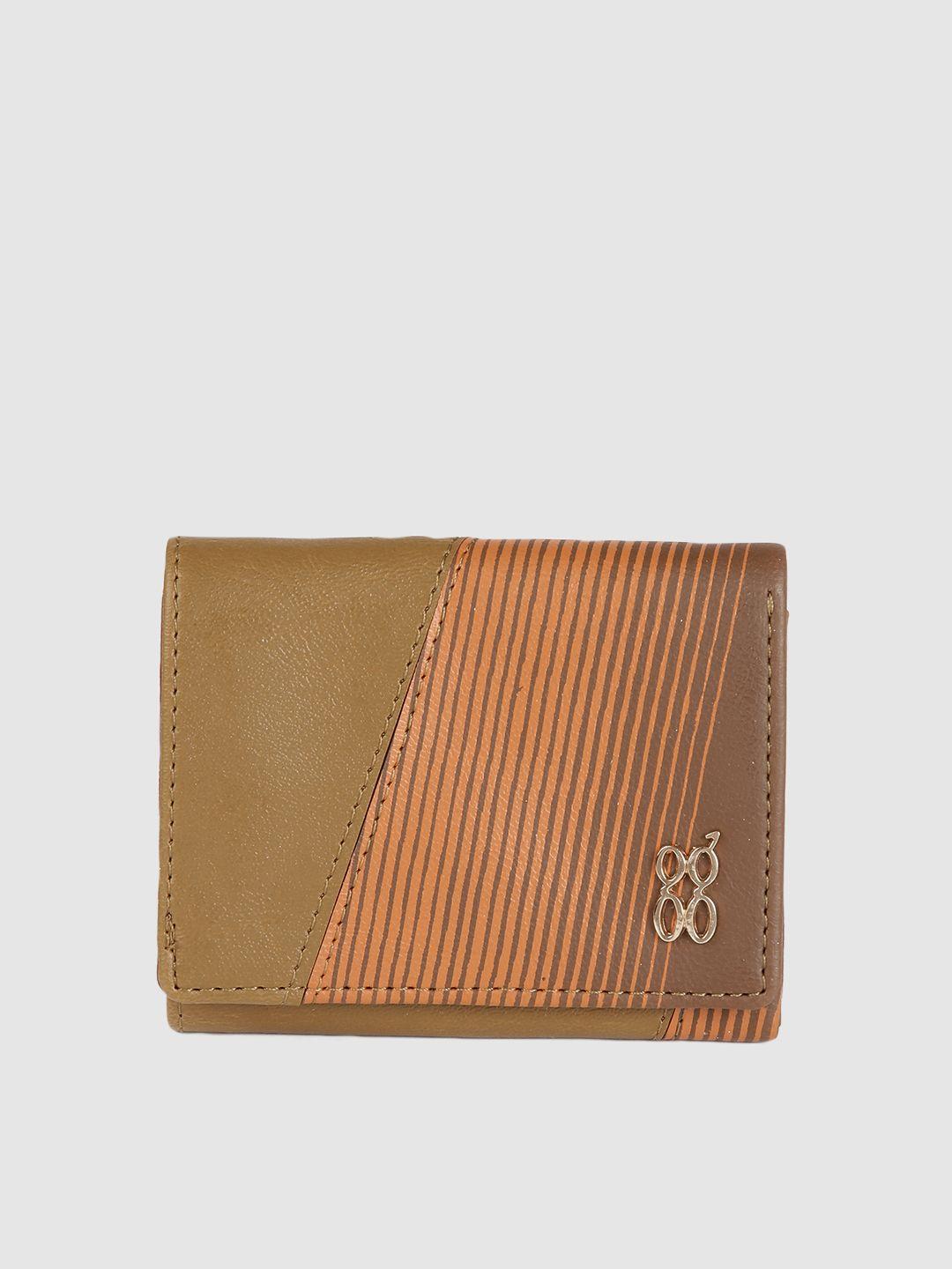 baggit women yellow & orange colourblocked three fold wallet