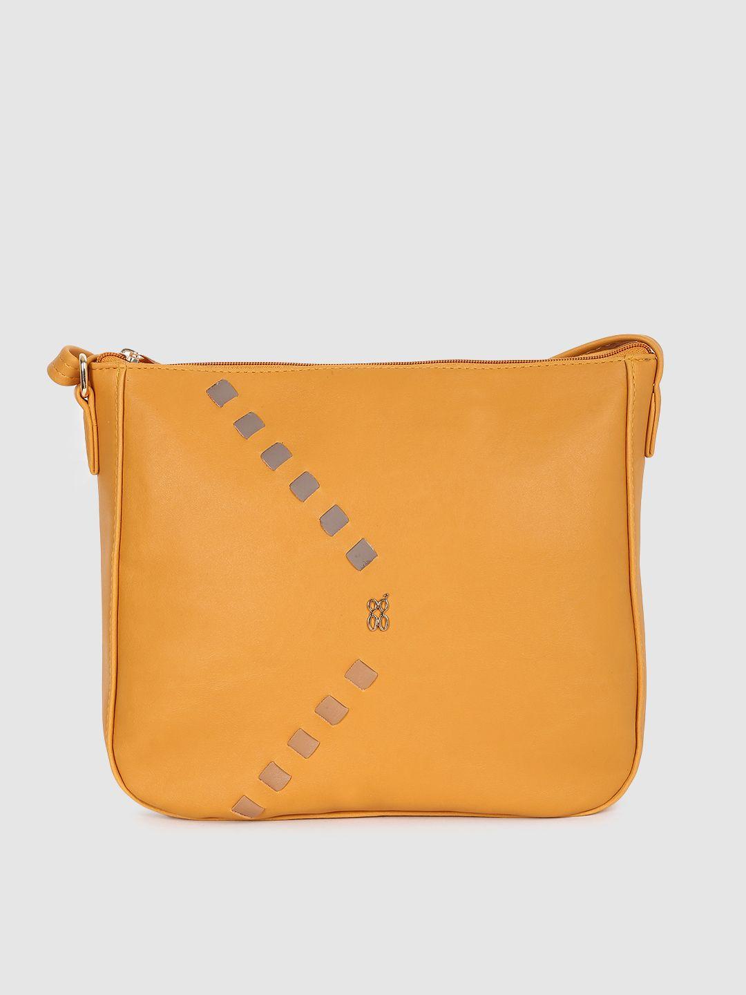 baggit women yellow structured sling bag