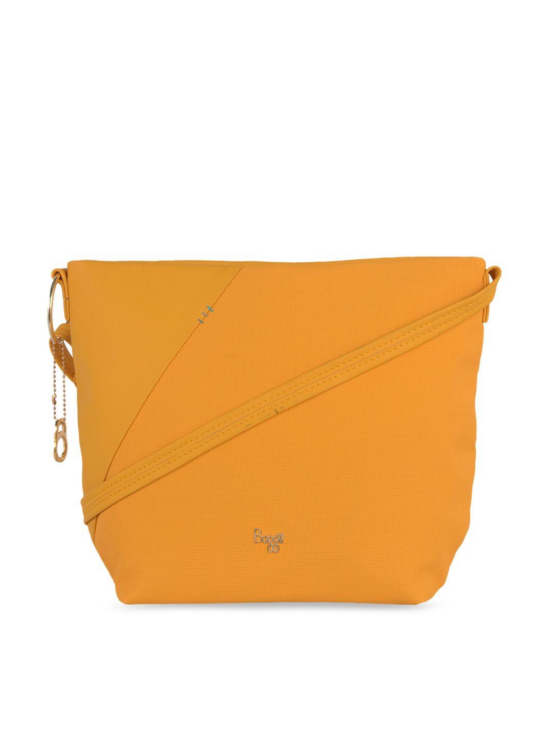 baggit yellow structured sling bag