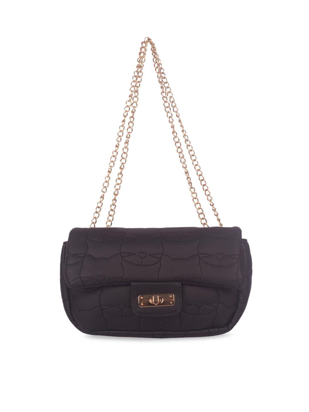 bagkok black pu structured sling bag with quilted