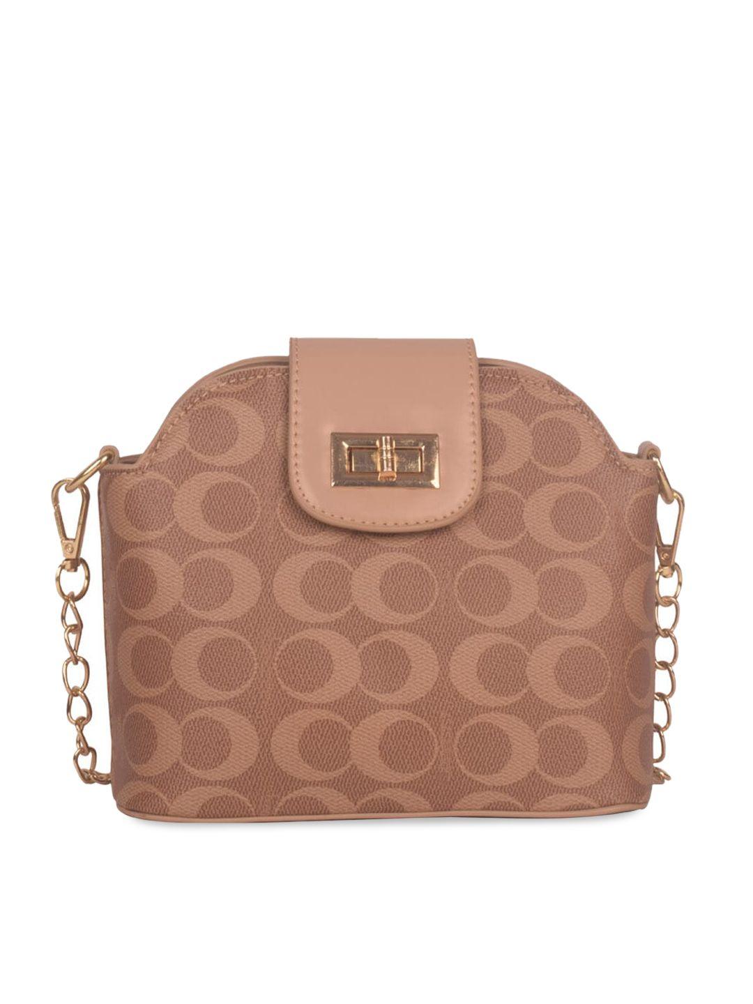 bagkok brown textured pu structured handheld bag with tasselled