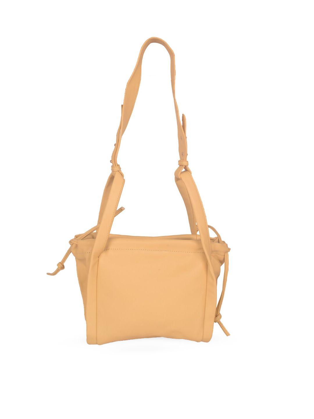 bagkok women beige pu structured shoulder bag