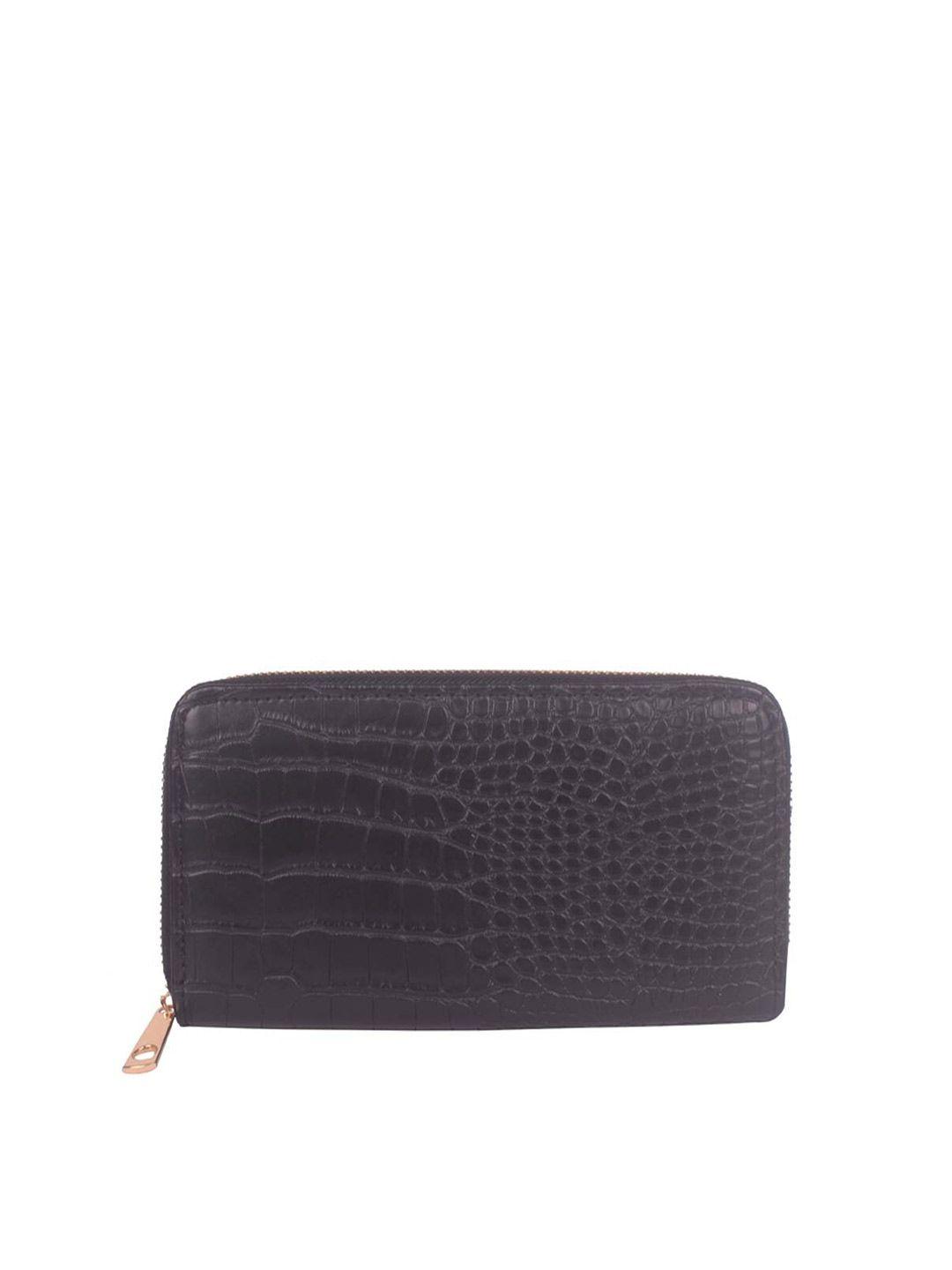 bagkok women black pu zip around wallet