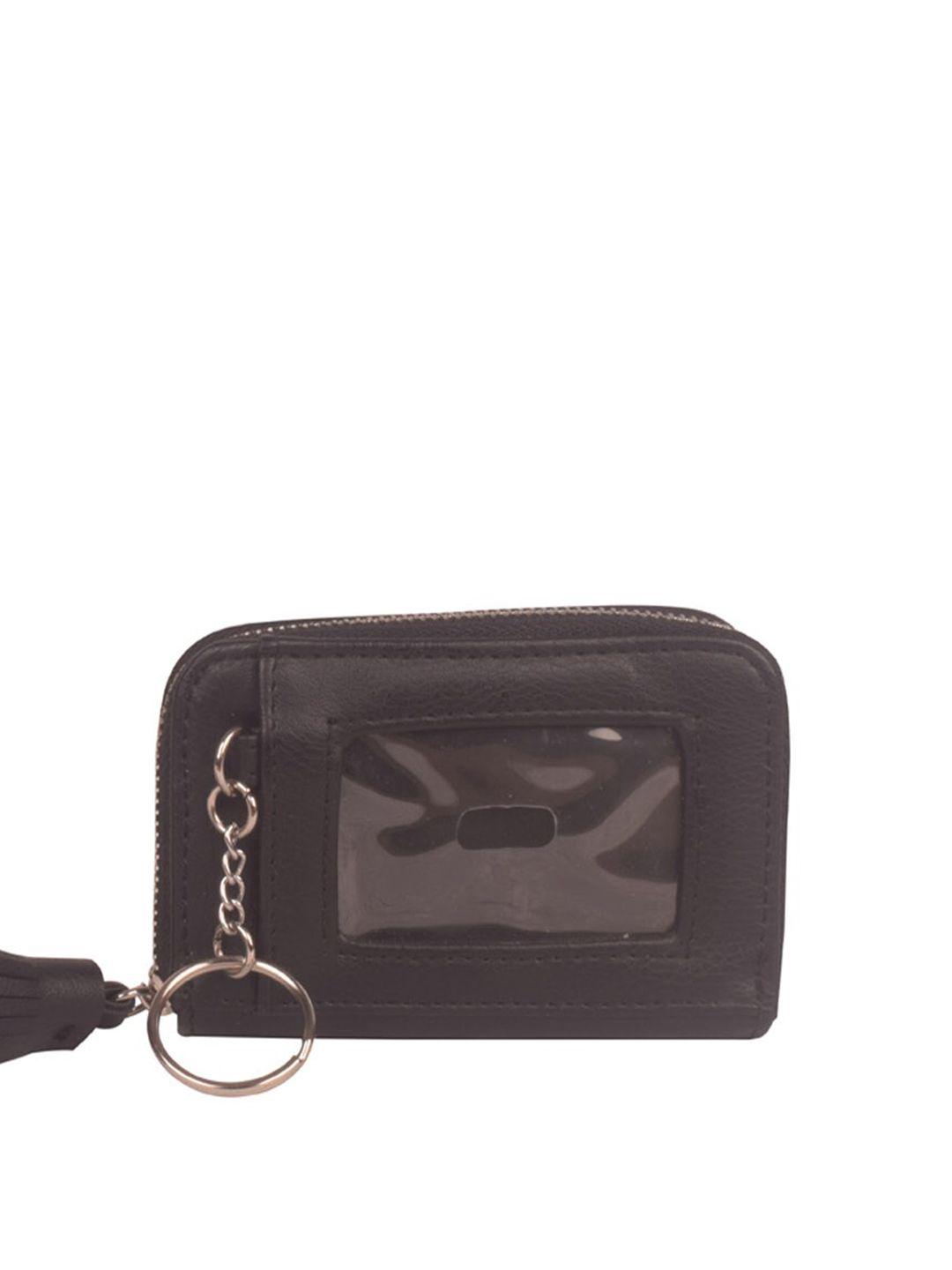 bagkok women black zip detail pu zip around wallet