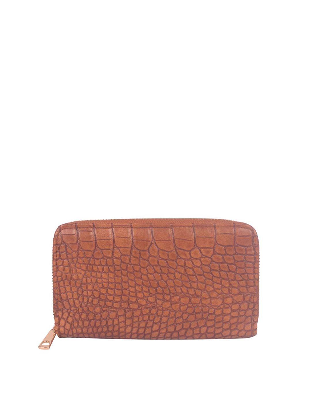 bagkok women tan abstract pu zip around wallet