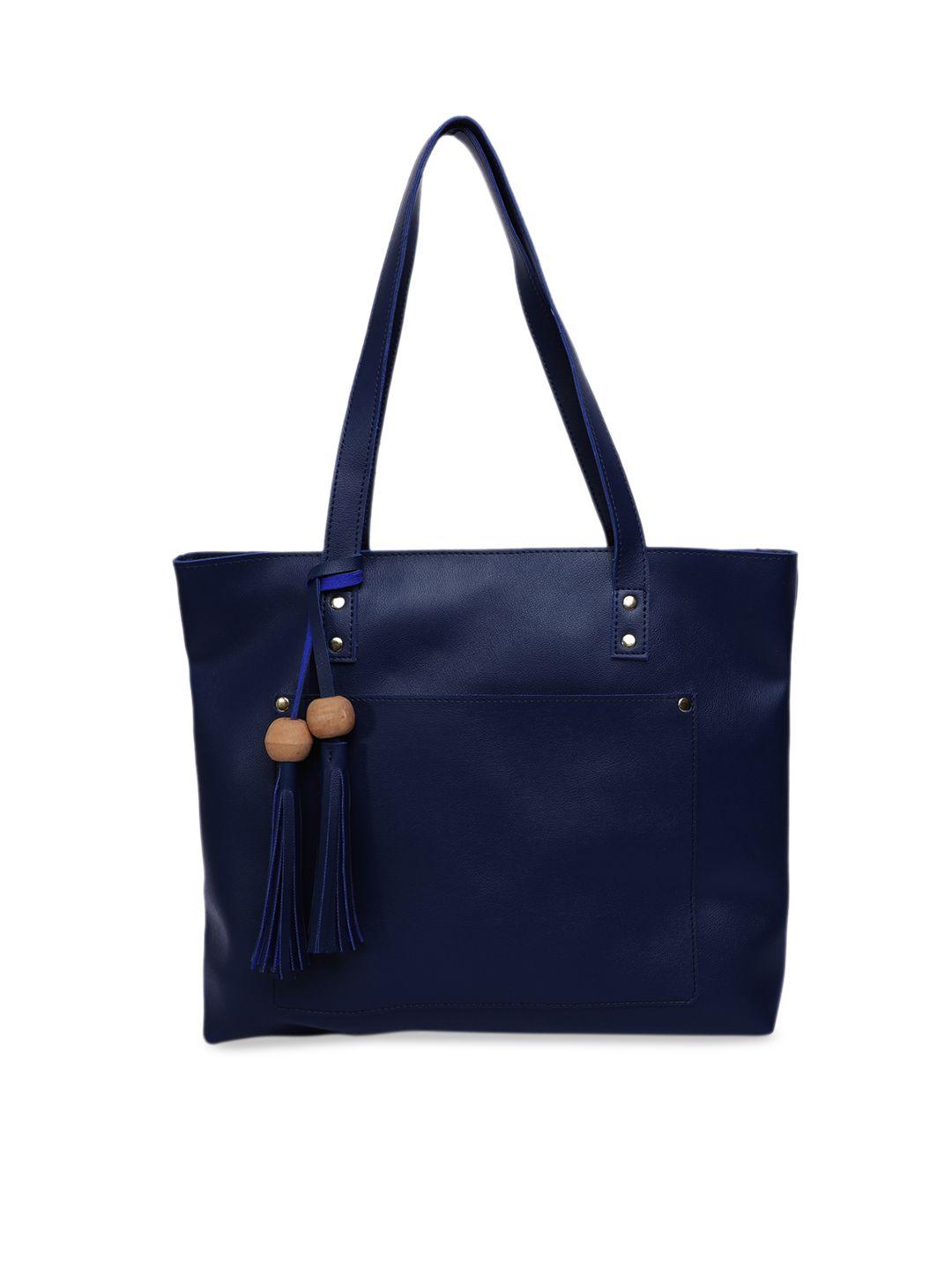 bagsy malone navy blue solid tote bag