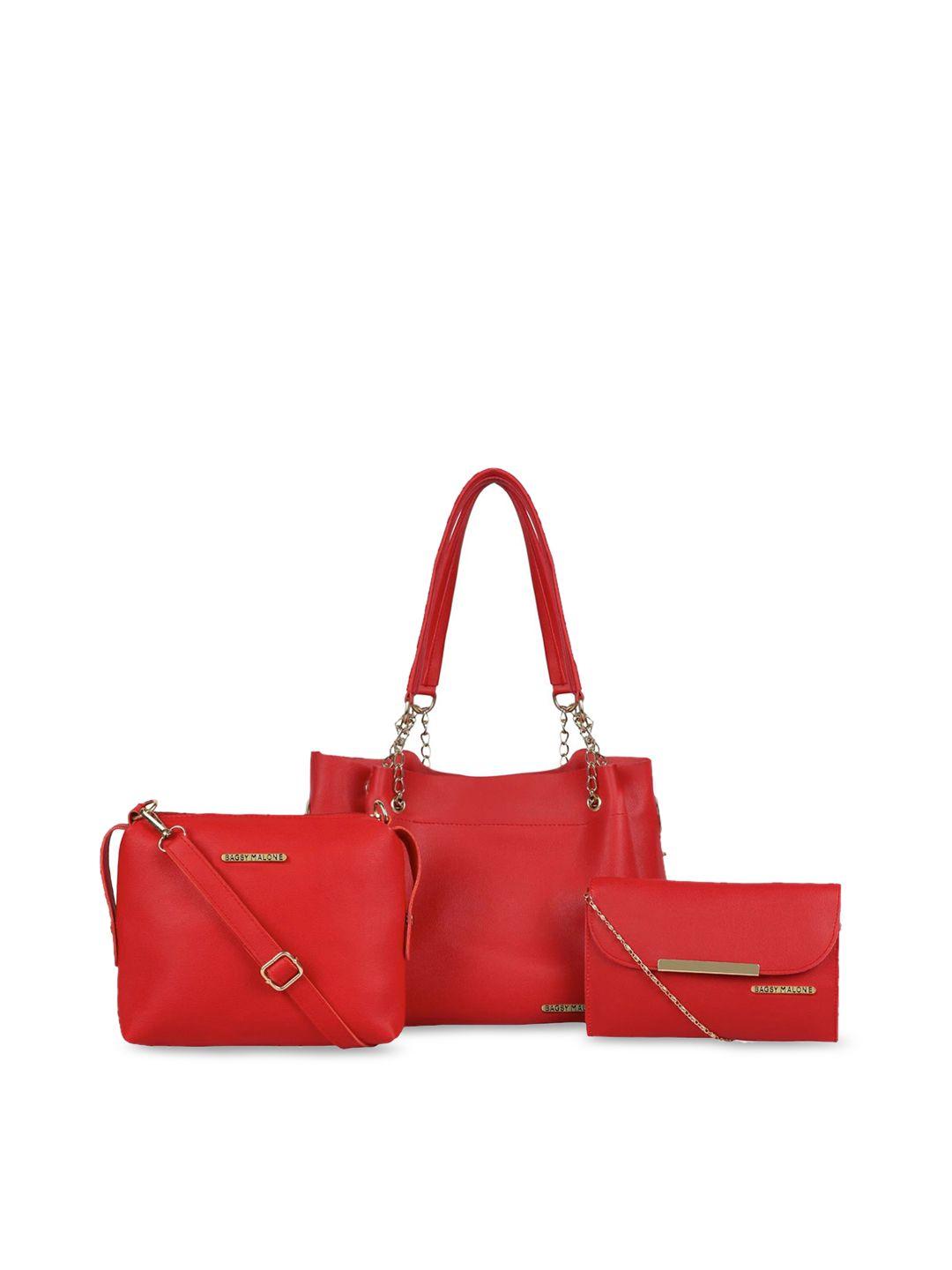 bagsy malone red pu shopper shoulder bag with tasselled