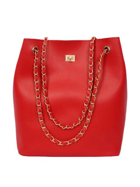 bagsy malone red solid medium shoulder handbag