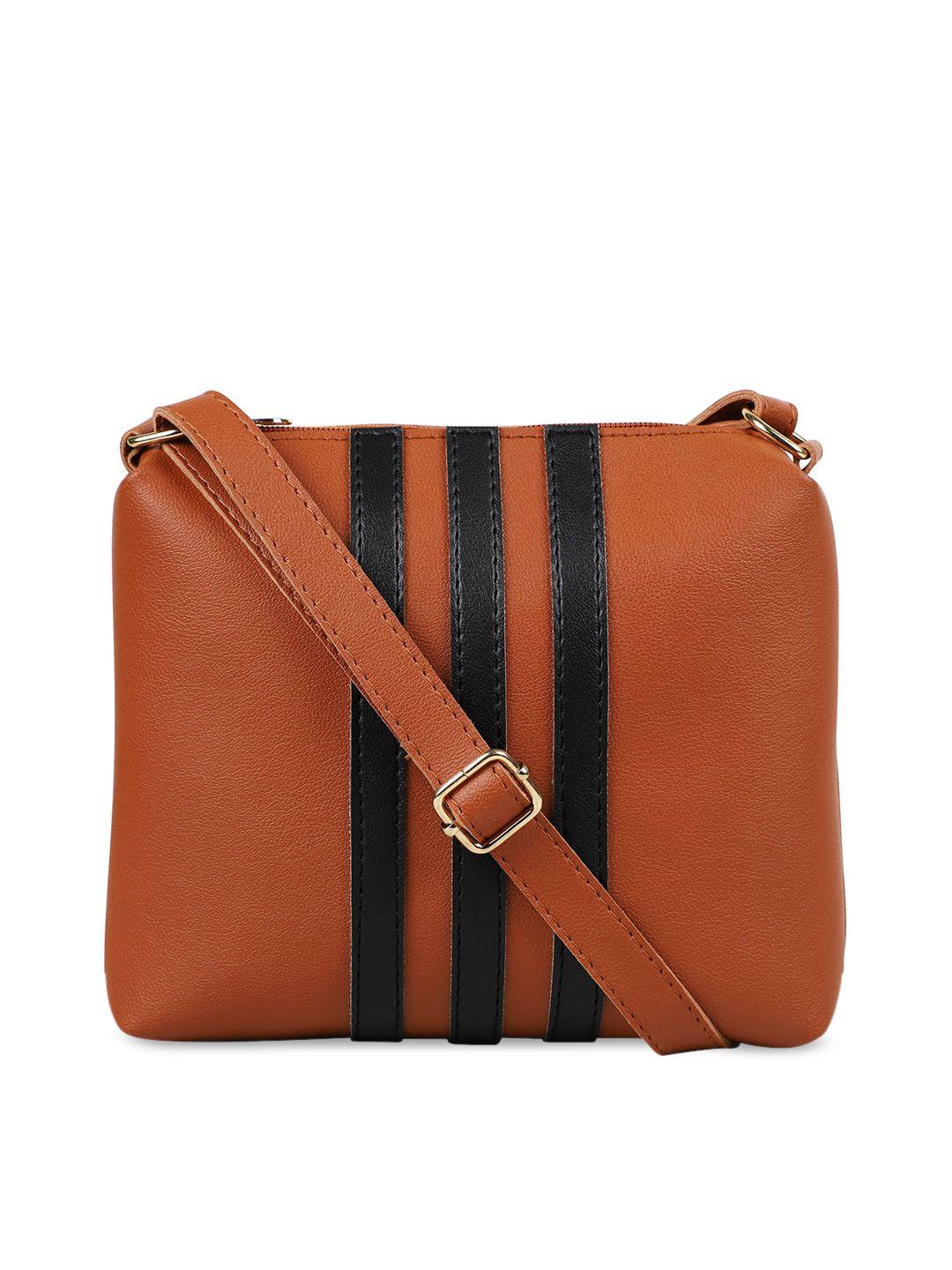 bagsy malone rust brown & black striped sling bag