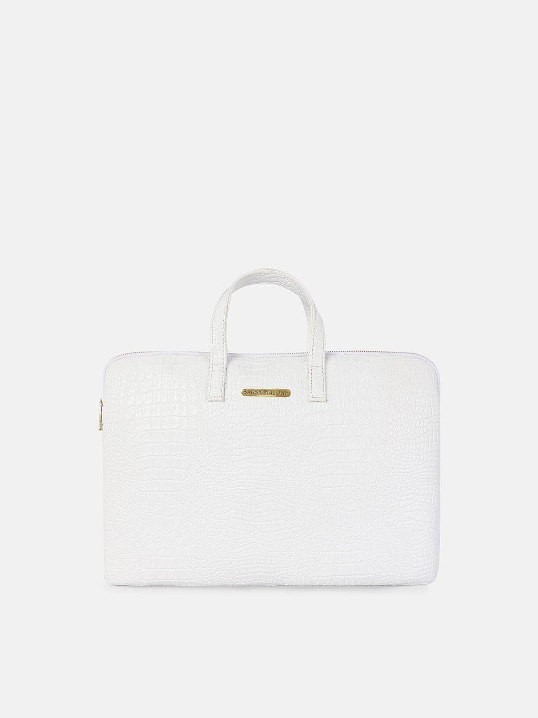 bagsy malone unisex white pu laptop bag