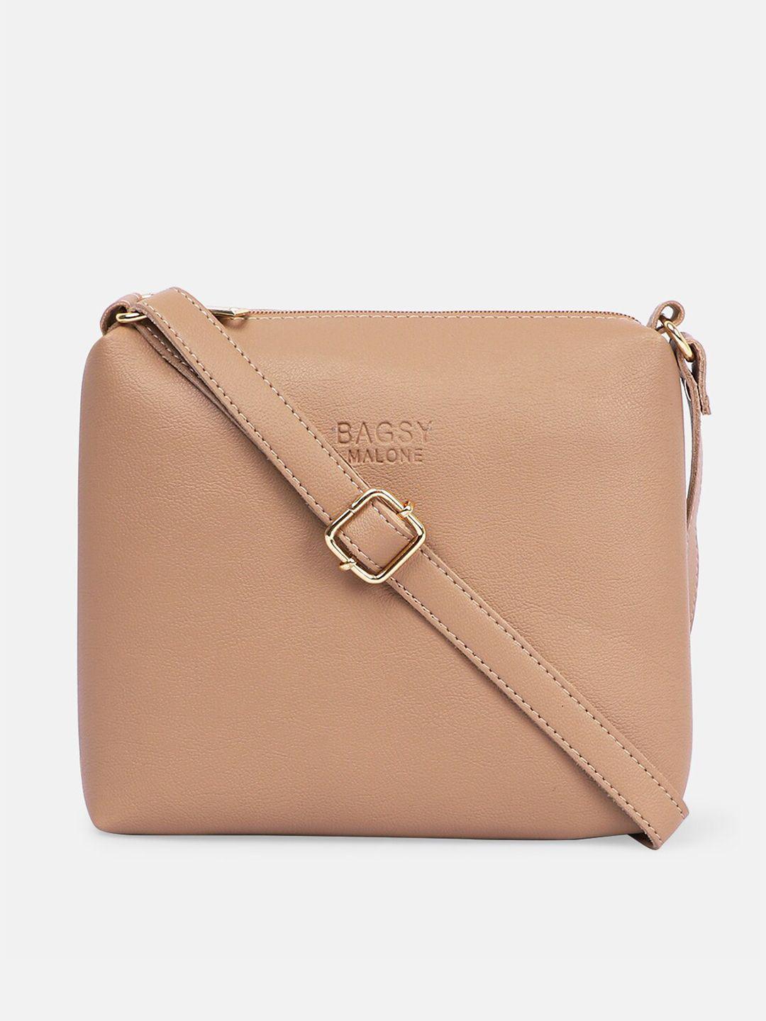 bagsy malone beige pu structured sling bag