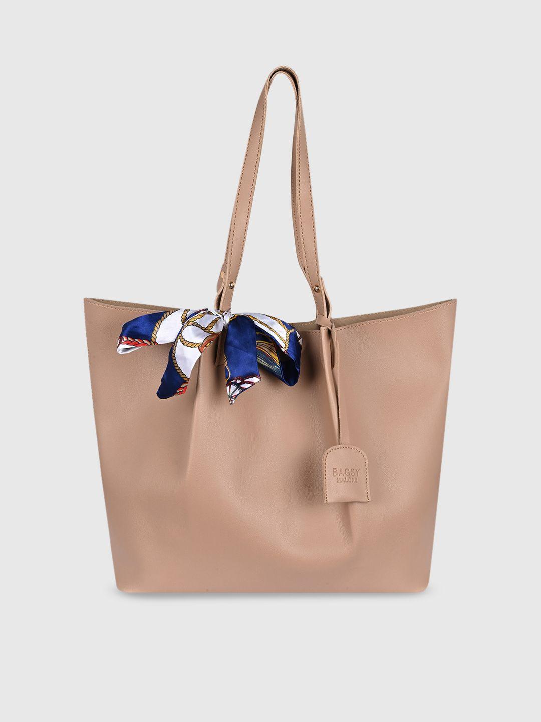 bagsy malone beige pu structured tote bag with bow detail