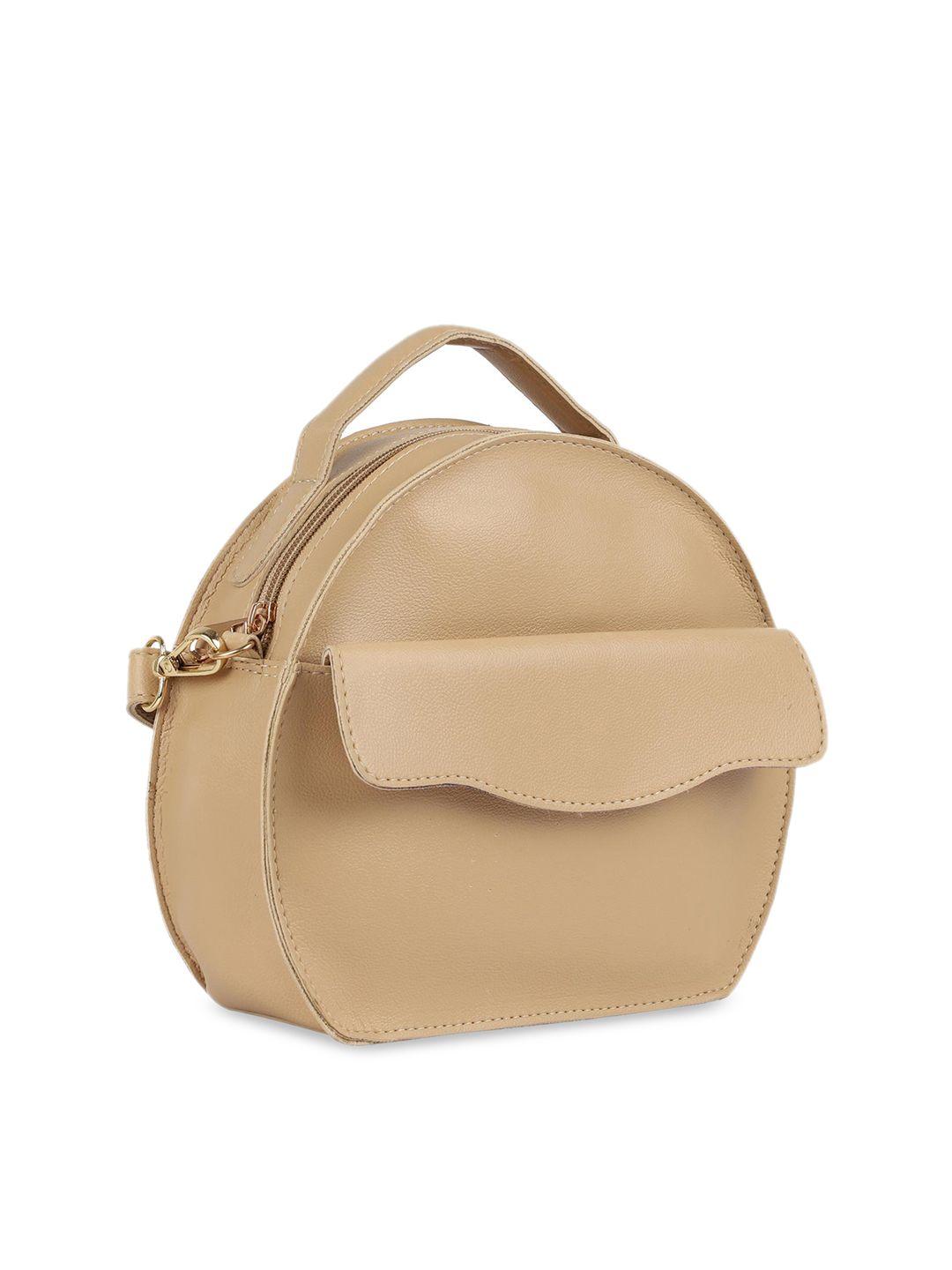 bagsy malone beige solid pu structured sling bag