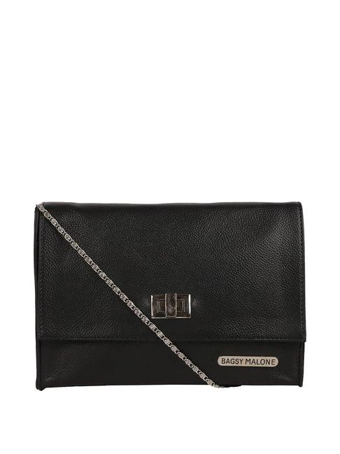 bagsy malone black solid medium sling handbag