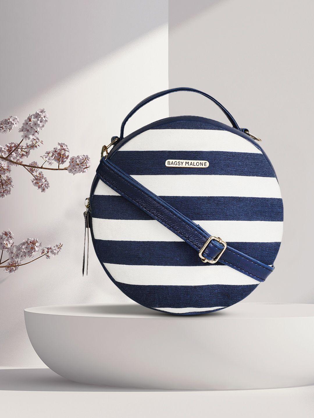 bagsy malone blue & white striped round sling bag