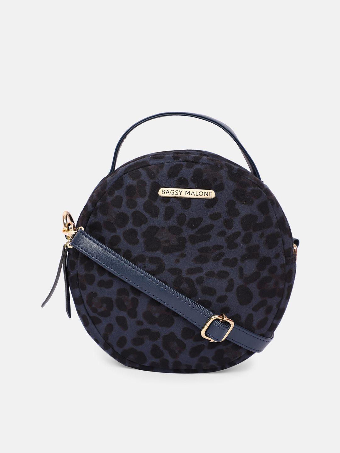 bagsy malone blue animal printed pu structured hobo bag