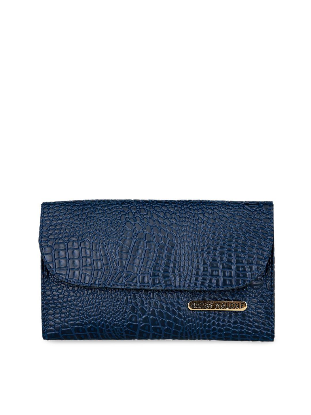 bagsy malone blue stylish crocodile print clutch