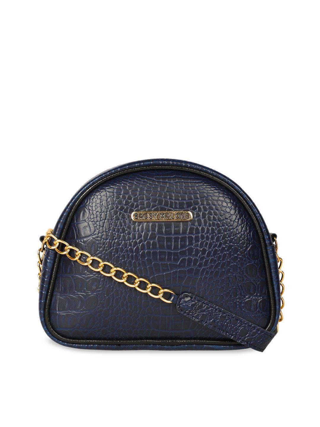 bagsy malone blue textured pu structured sling bag