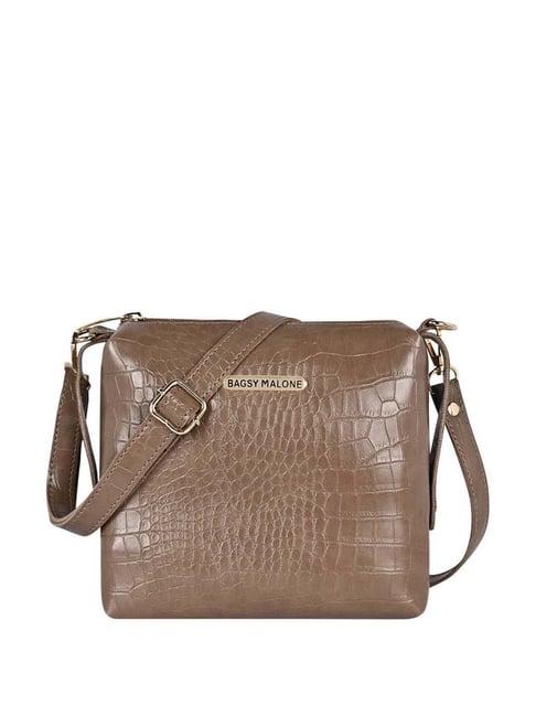 bagsy malone brown textured small sling handbag