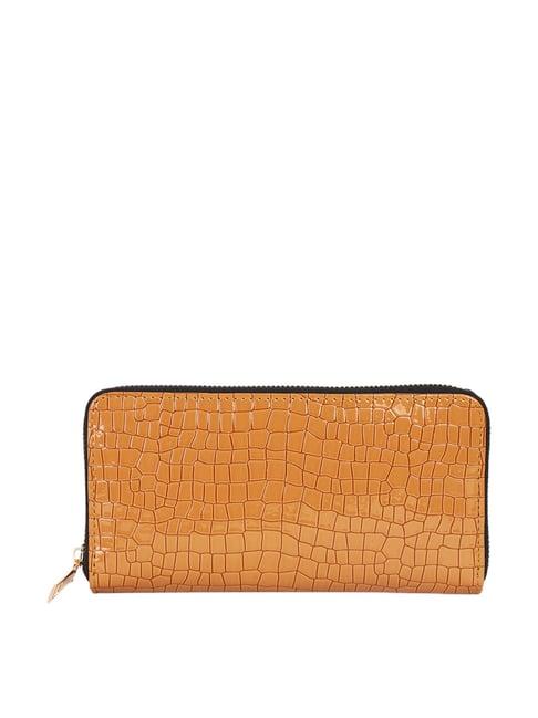 bagsy malone brown textured zip around wallet for women