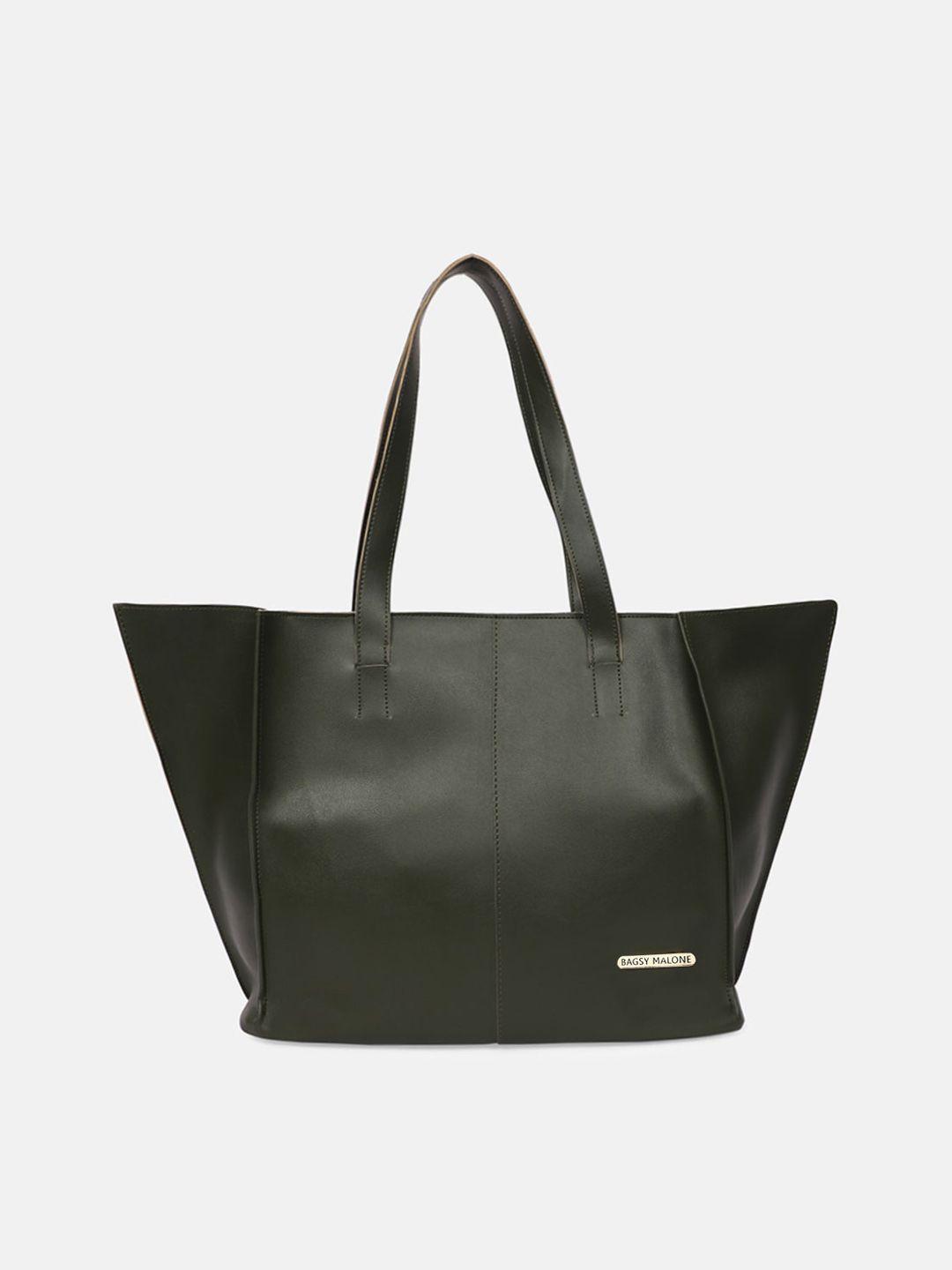 bagsy malone green pu oversized shopper tote bag