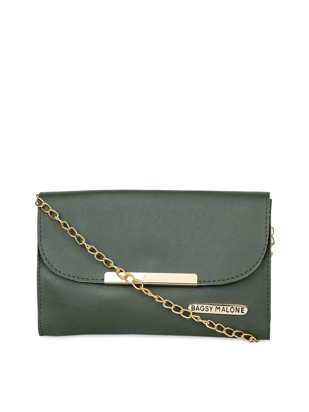bagsy malone green solid envelope clutch