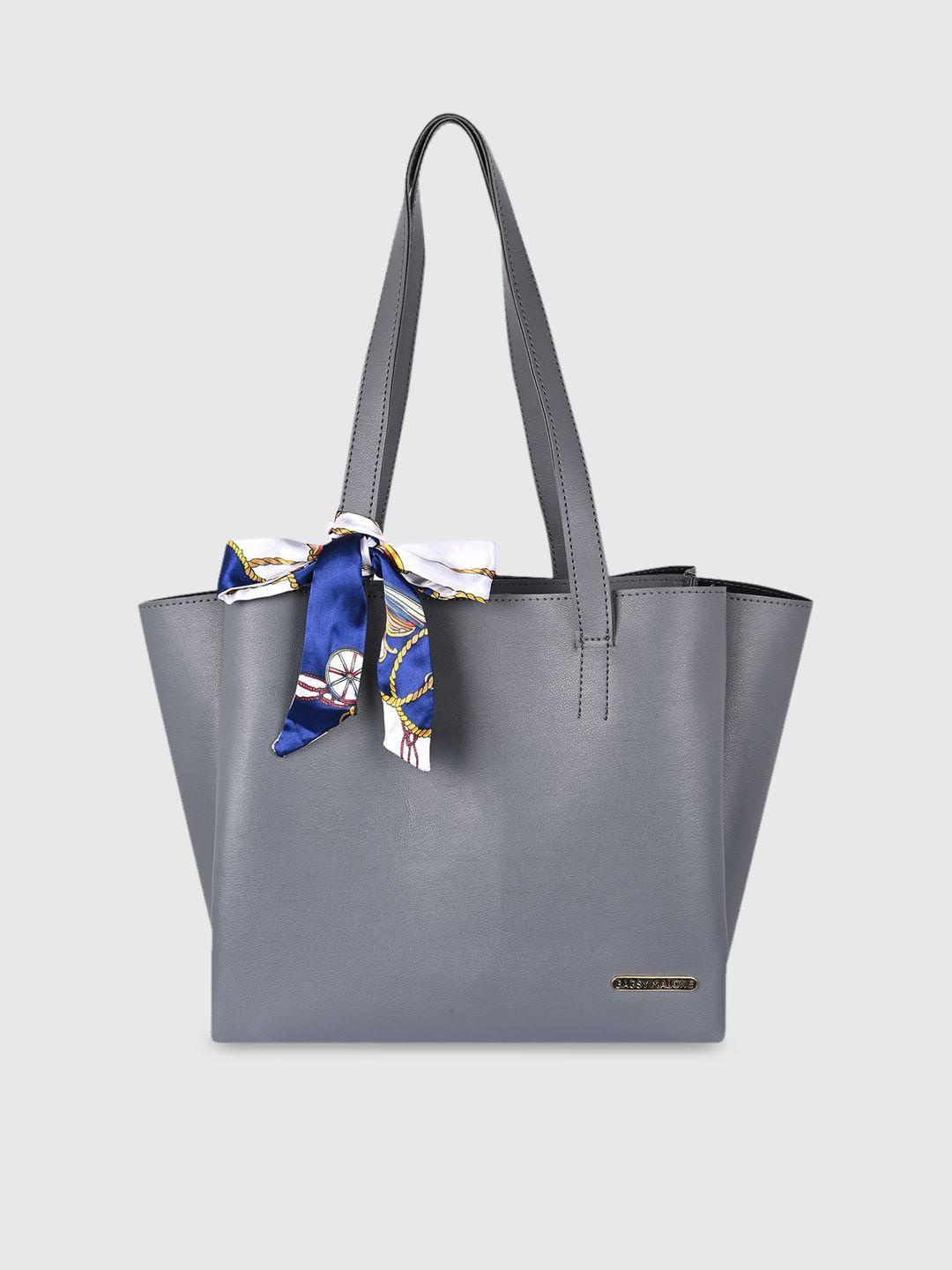 bagsy malone grey pu structured tote bag