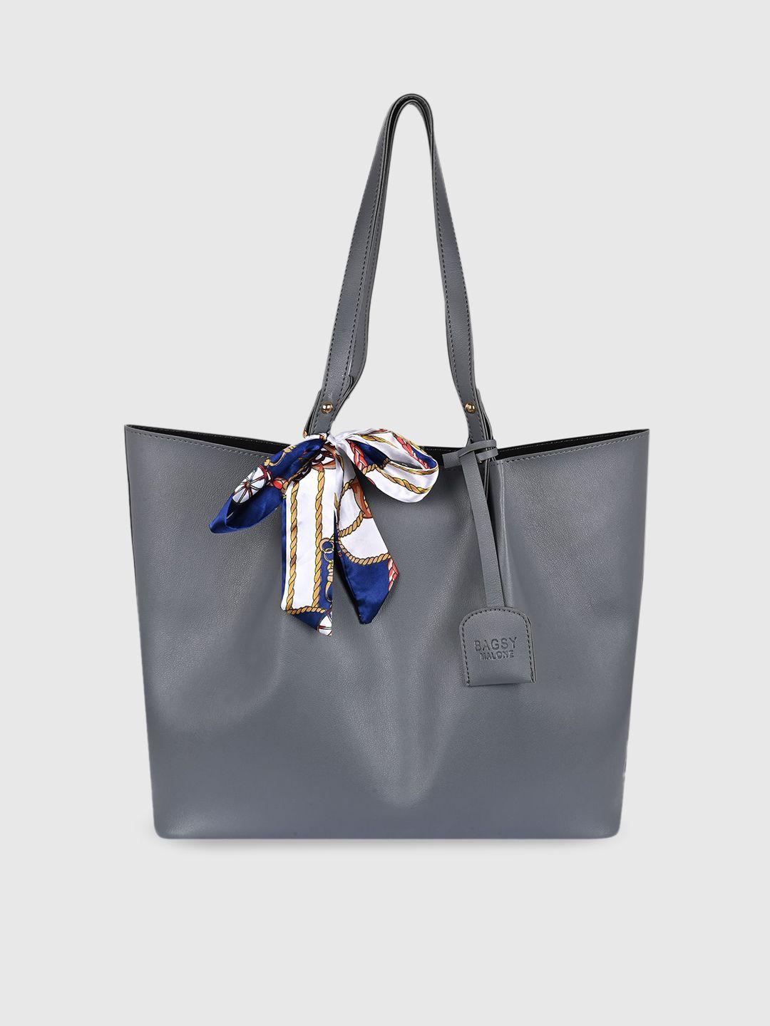 bagsy malone grey pu swagger tote bag with bow detail