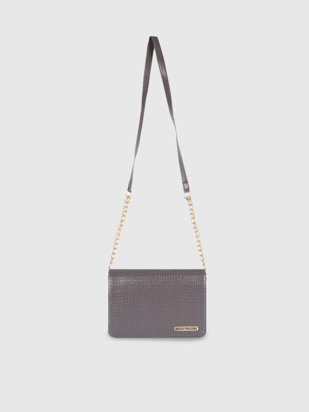 bagsy malone grey textured pu structured sling bag