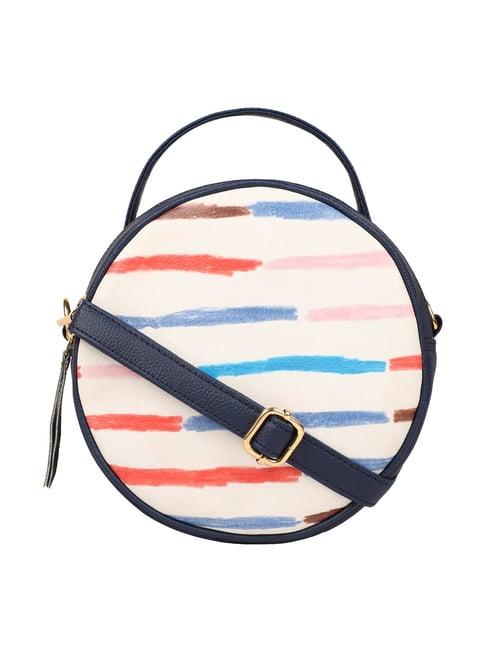 bagsy malone navy blue printed medium handbag