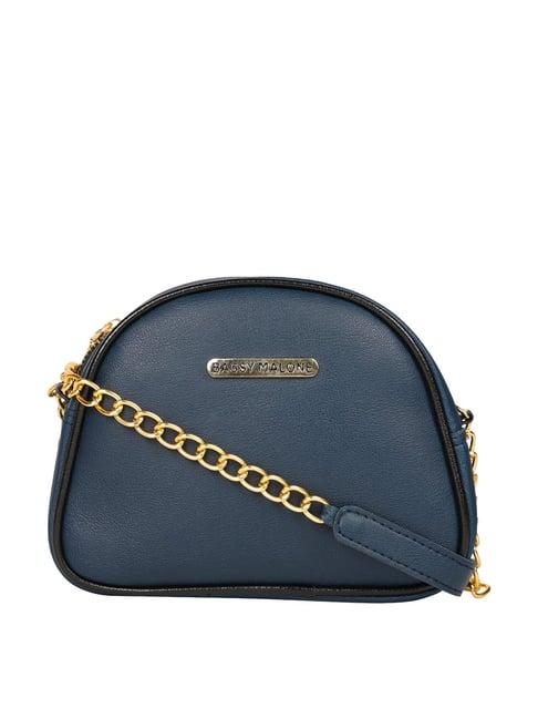 bagsy malone navy blue solid medium handbag