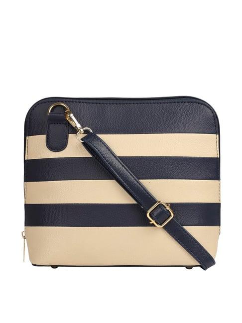 bagsy malone navy blue striped medium handbag