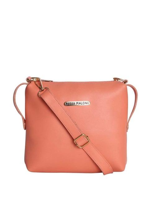 bagsy malone peach solid medium sling handbag