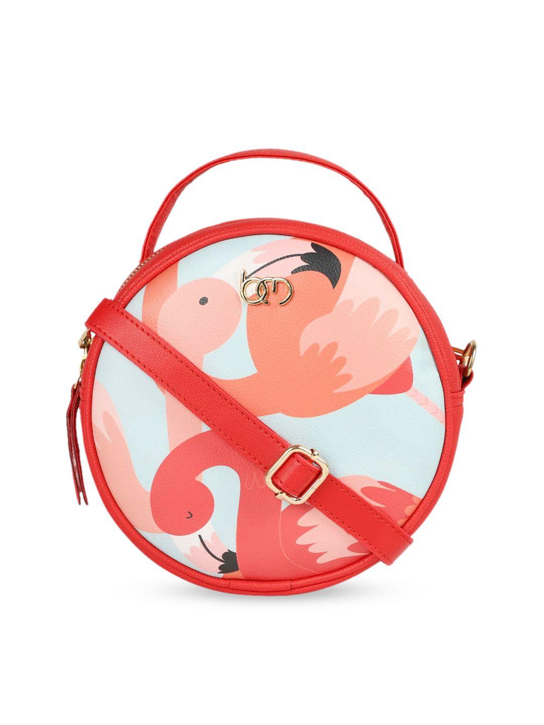 bagsy malone pink printed pu oversized structured sling bag