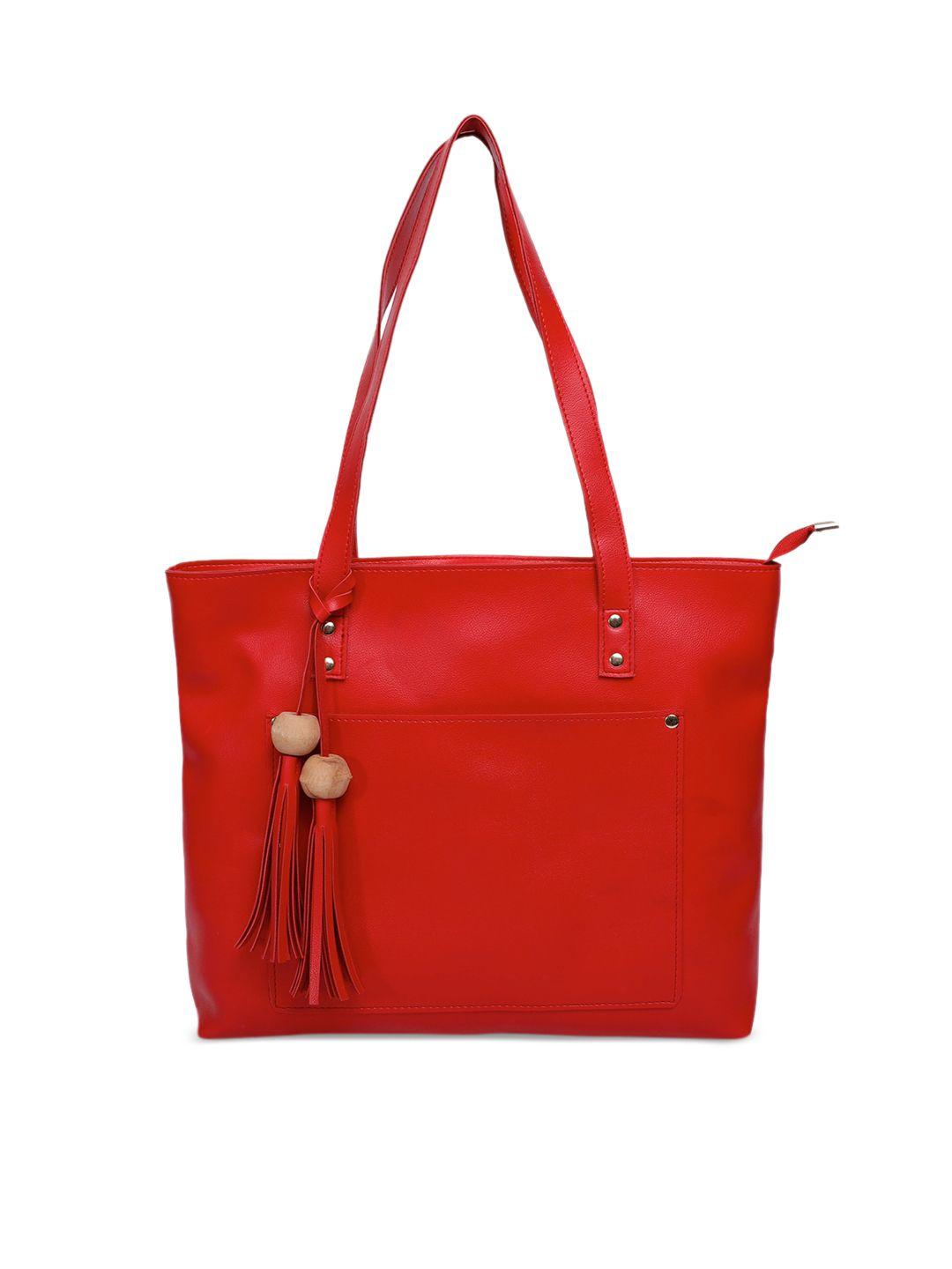 bagsy malone red pu shopper tote bag