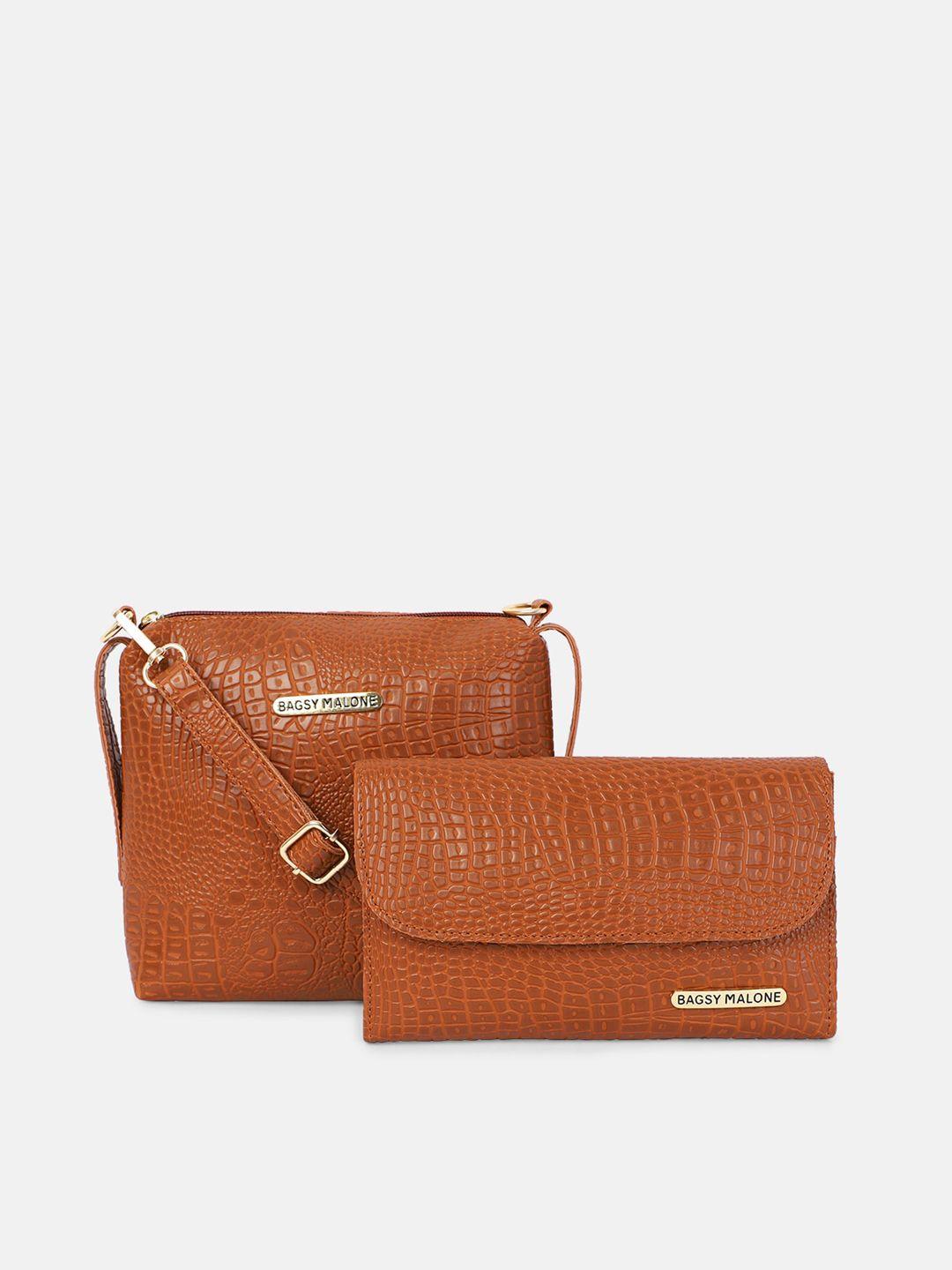 bagsy malone set of 2 textured pu structured sling bag & clutch