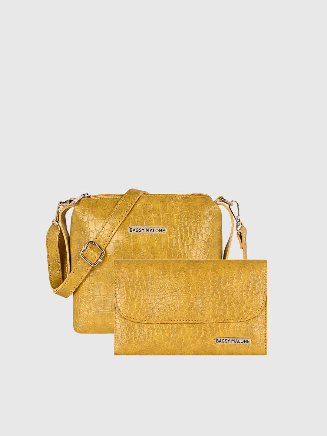 bagsy malone set of 2 textured pu structured sling bag