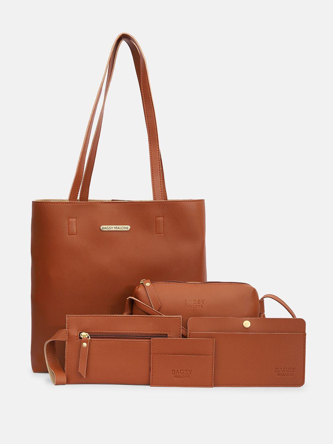 bagsy malone set of 5 structured vegan leather tote bag