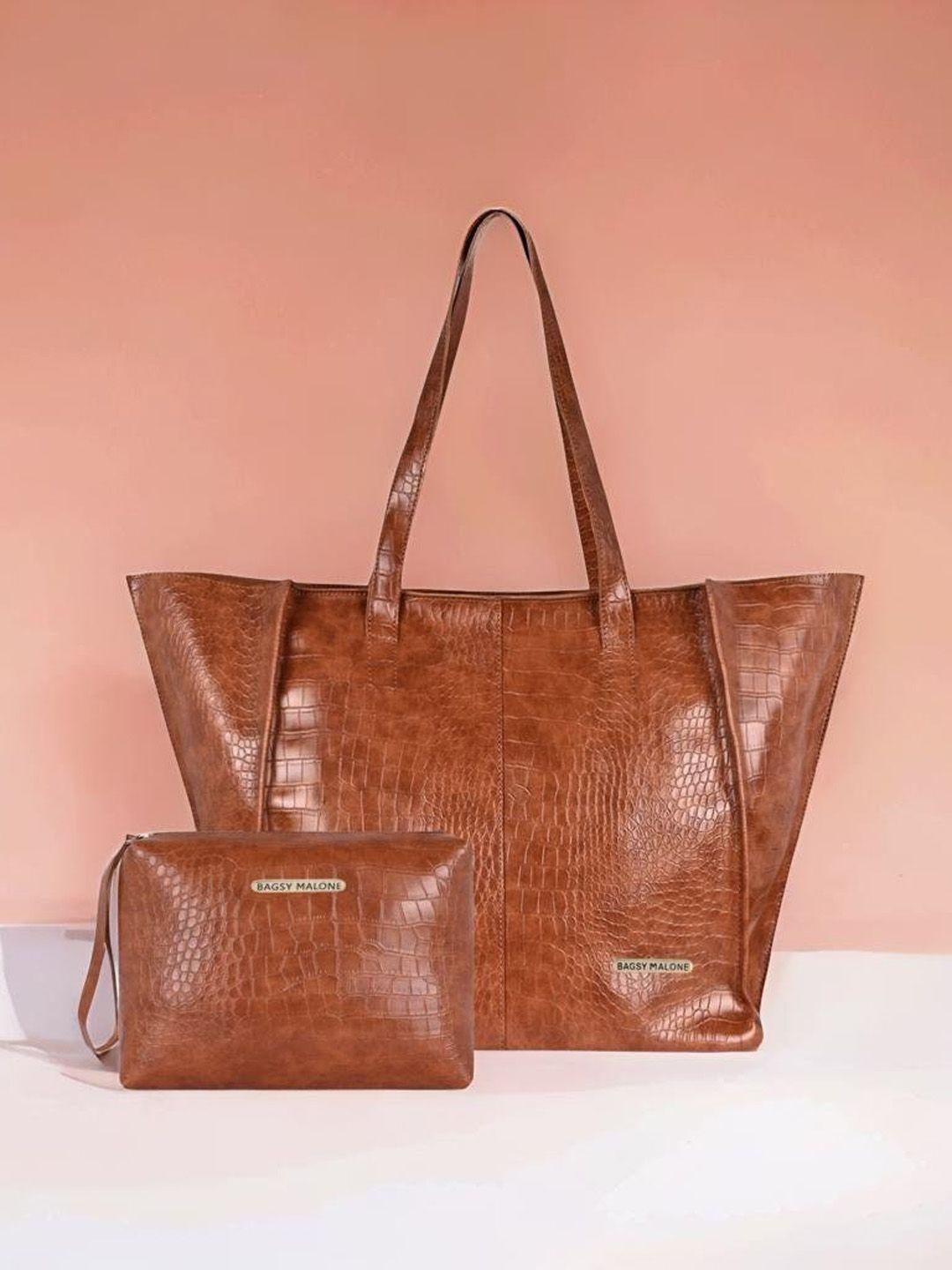 bagsy malone textured oversized leather shopper tote bag with pouch