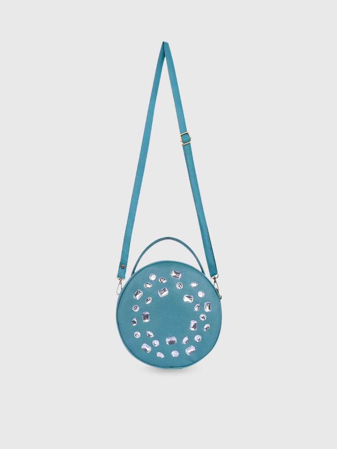 bagsy malone turquoise blue pu bowling sling bag