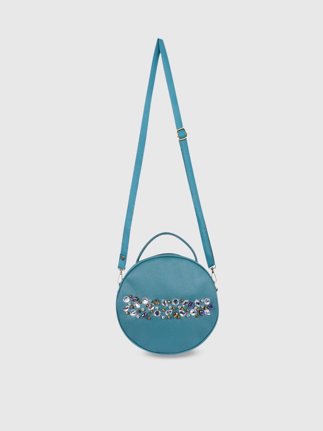 bagsy malone turquoise blue pu bowling sling bag